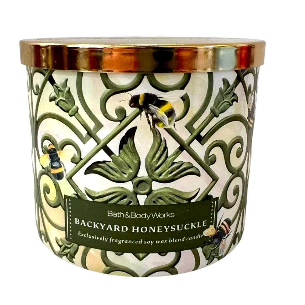 Bath and Body Works Backyard Honeysuckle Three Wick Candle